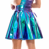 Shiny Holographic PU Leather High Waist Mini Skirt